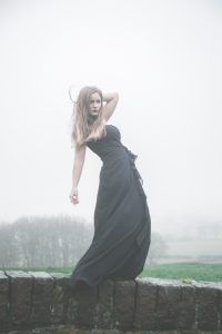 Loretta-Hope-Model-location-outdoors-juxtaposition-ball-gown-party-dress-fashion-adverse-weather-fog-northern-modelling-photo-shoot-Sorrel-Price-photographer-Editorial-Commercial-modelling